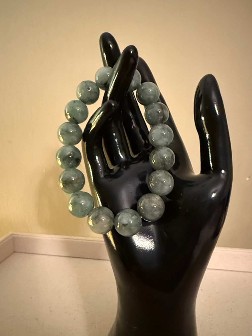 Green Jade Bead Stretch Bracelet - Women Jewelry